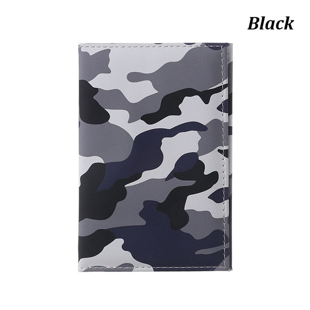 Travel Designer Army Camouflage Pu Passport Cover Women Men Credit Card ID Holder Case Ticket Wallet Document Clip Organizer
