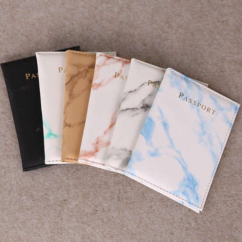 Fashion Women Men Passport Cover Pu Leather Marble Style  Travel ID Credit Card Passport Holder Packet Wallet Purse Bags Pouch